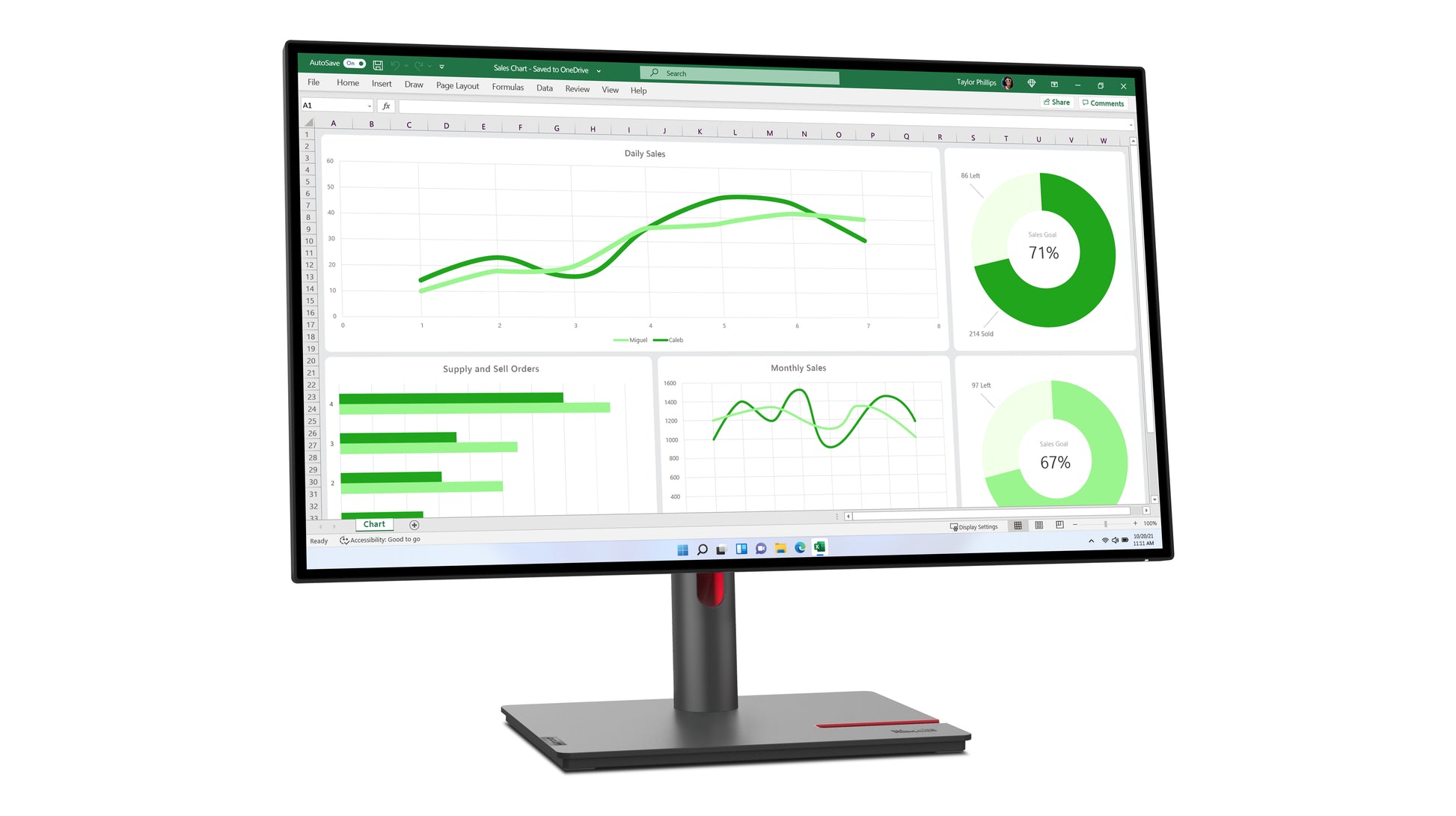 Lenovo ThinkVision P27q-30 – Monitor, 27", 2560 × 1440 (WQHD), IPS, 60 Hz, 350 cd/m², VESA 100 × 100, Schwarz