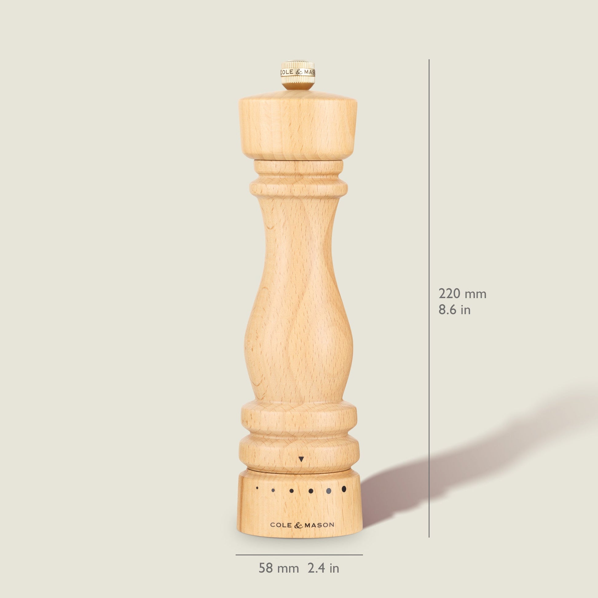 Cole & Mason Salz-/Pfeffermühle Ø 6 × 22 cm, Buchenholz, verstellbares Mahlwerk