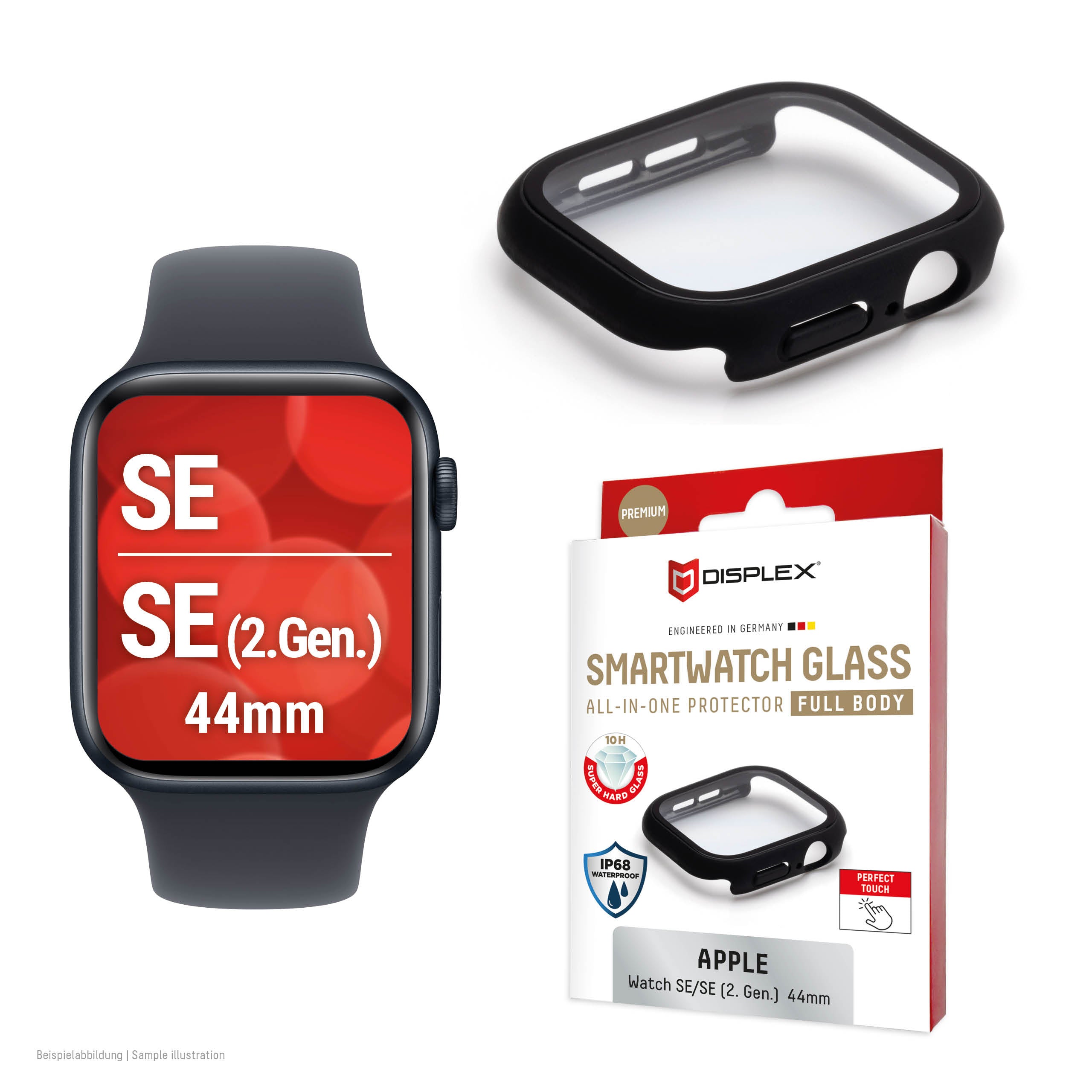 E.V.I. Displayschutz für Apple Watch SE/SE2 (44 mm) – Schwarz