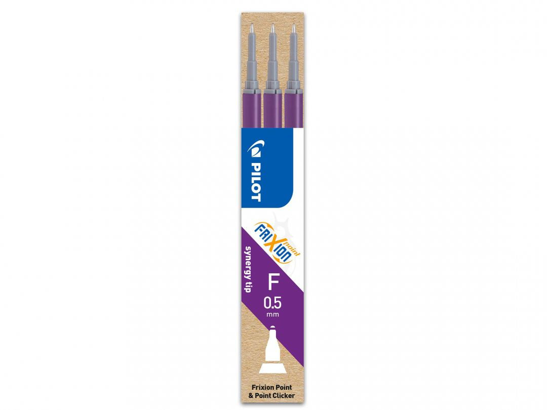 Pilot Rollerpatronen FriXion – Violett, 0,5 mm, löschbar, geruchsarm, 3 Stk.