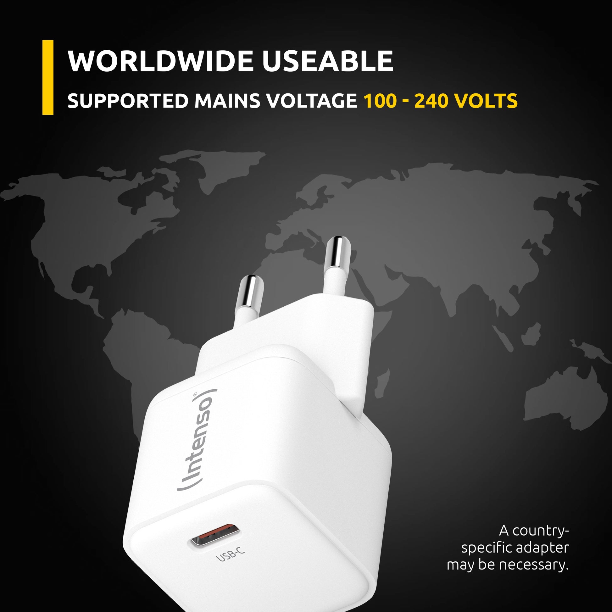 Intenso W30C USB-Ladegerät 30 W – USB-C×1 – PD 3.0, PPS, QC 4.0, GaN – EU-Stecker (Typ C) – Weiss