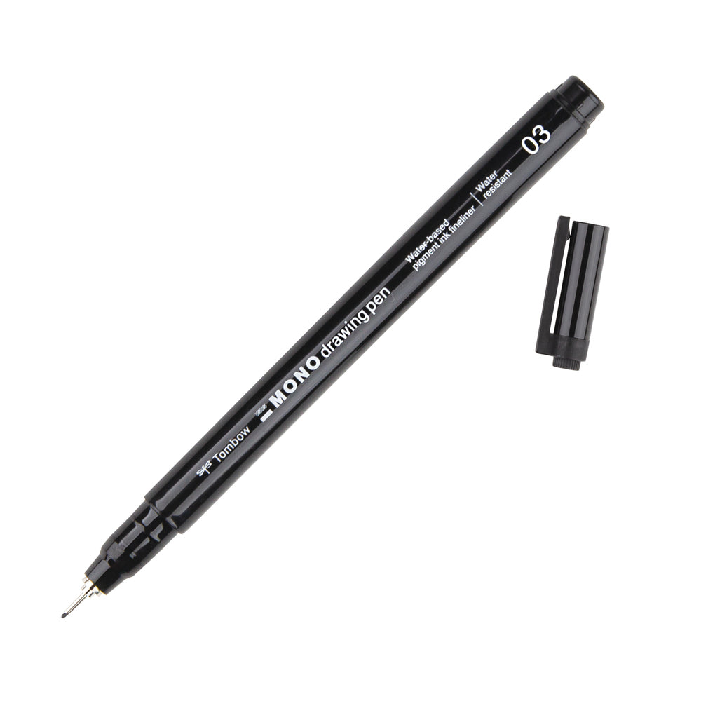 Tombow Mono Drawing Pen Fineliner – 4er-Set – Schwarz – Wasserfest