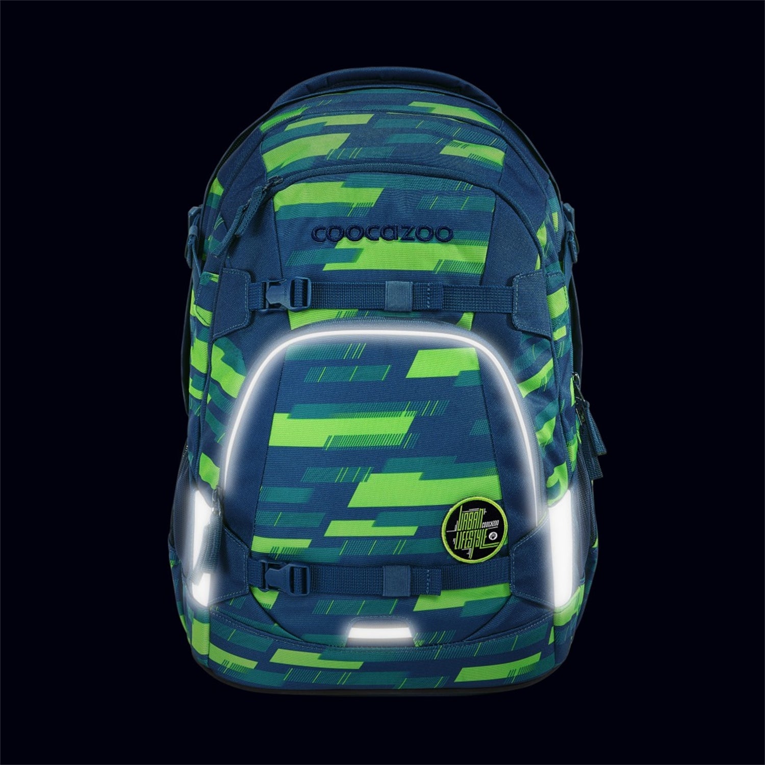 Coocazoo Rucksack Mate – Limetten-Streifen – 30 l (B 30,0 × H 44,0 × T 23,0 cm) – recycelter Bestandteil