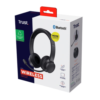 Trust Ayda – Duo On-Ear Headset – Bluetooth, ENC, USB-C – Schwarz – bis 24 h