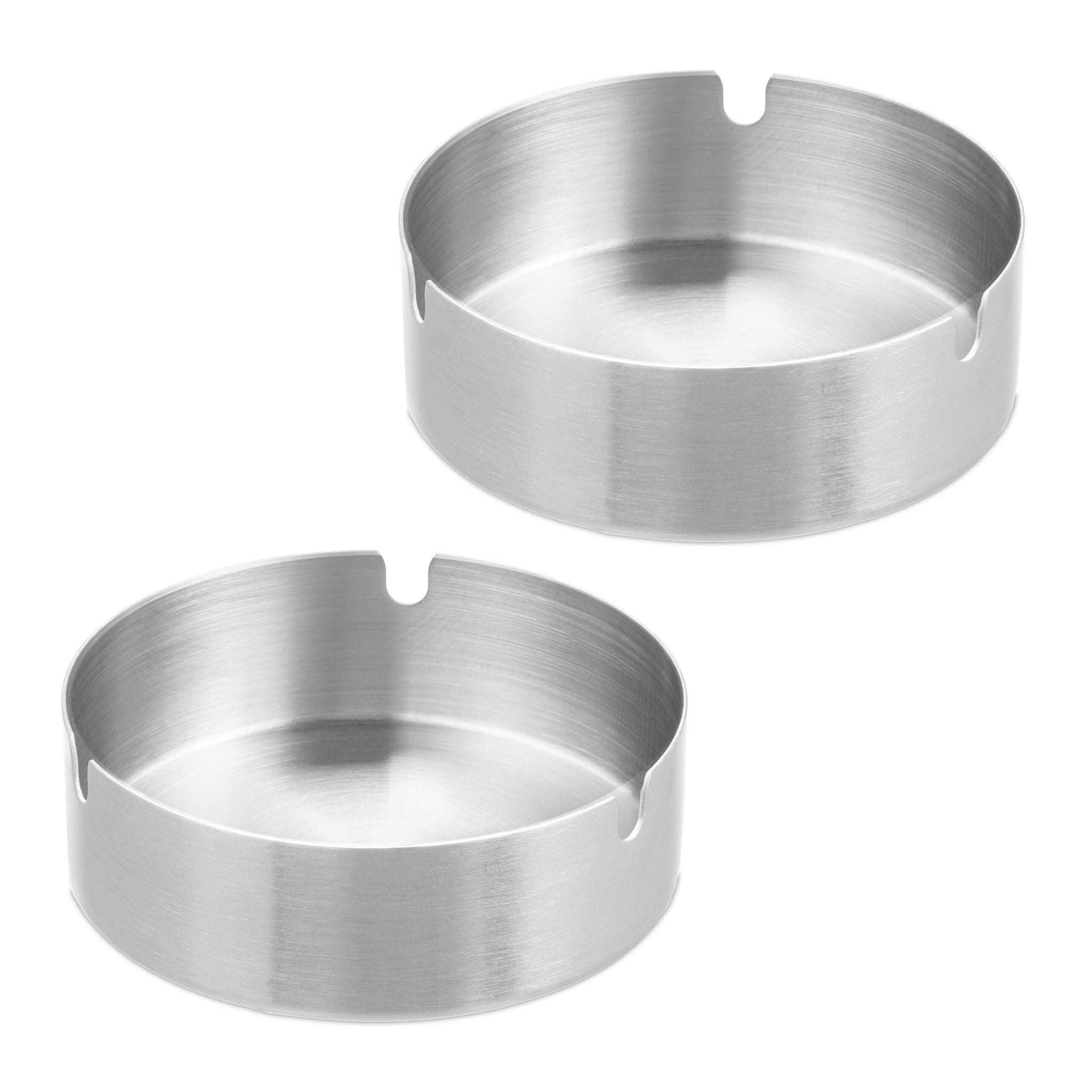 Relaxdays Aschenbecher – Ø 10 cm × 3,5 cm, Edelstahl, silber, spülmaschinenfest, 2 Stk.