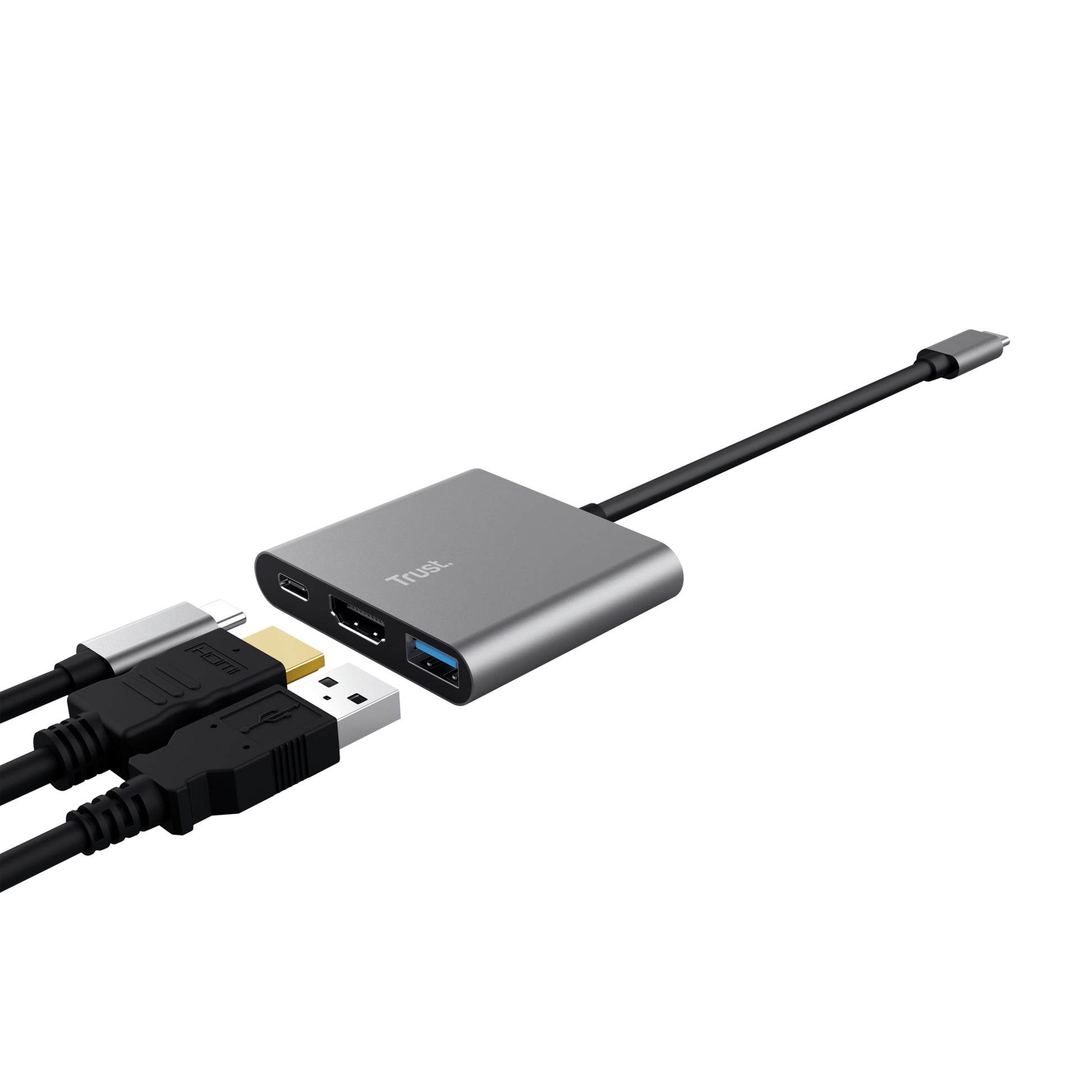 Trust Dalyx Multiport-Adapter – USB-C, 1× HDMI, 1× USB-A, 100 W PD, für Windows/Mac/Android