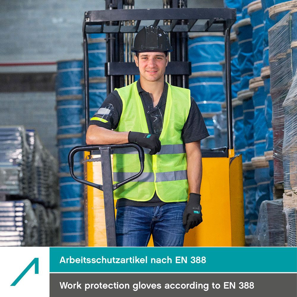 ACE Arbeitshandschuhe, PureBlack PU – XXL – Nylon, Schwarz, Abriebfest