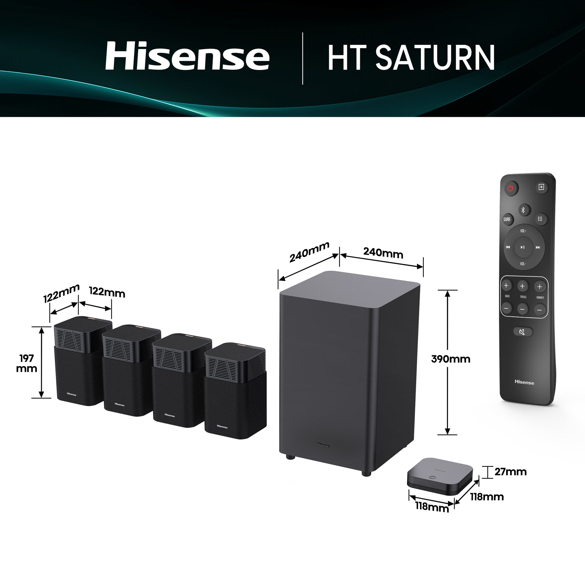 Hisense HT-Saturn – Soundbar – 4.1.2, Dolby Atmos/DTS:X, 720 W – Schwarz