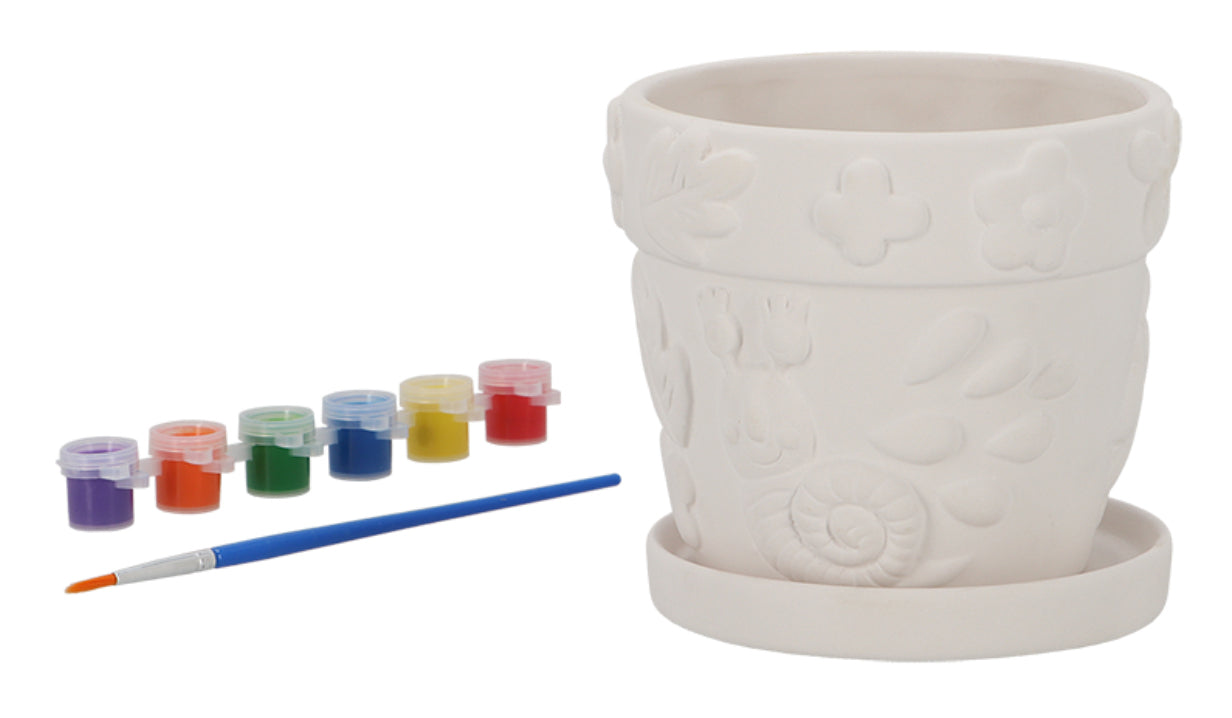 Esschert Design Bastelset – Blumentopf Insekten – 12,9×11,9 cm – 6 Farben, Pinsel