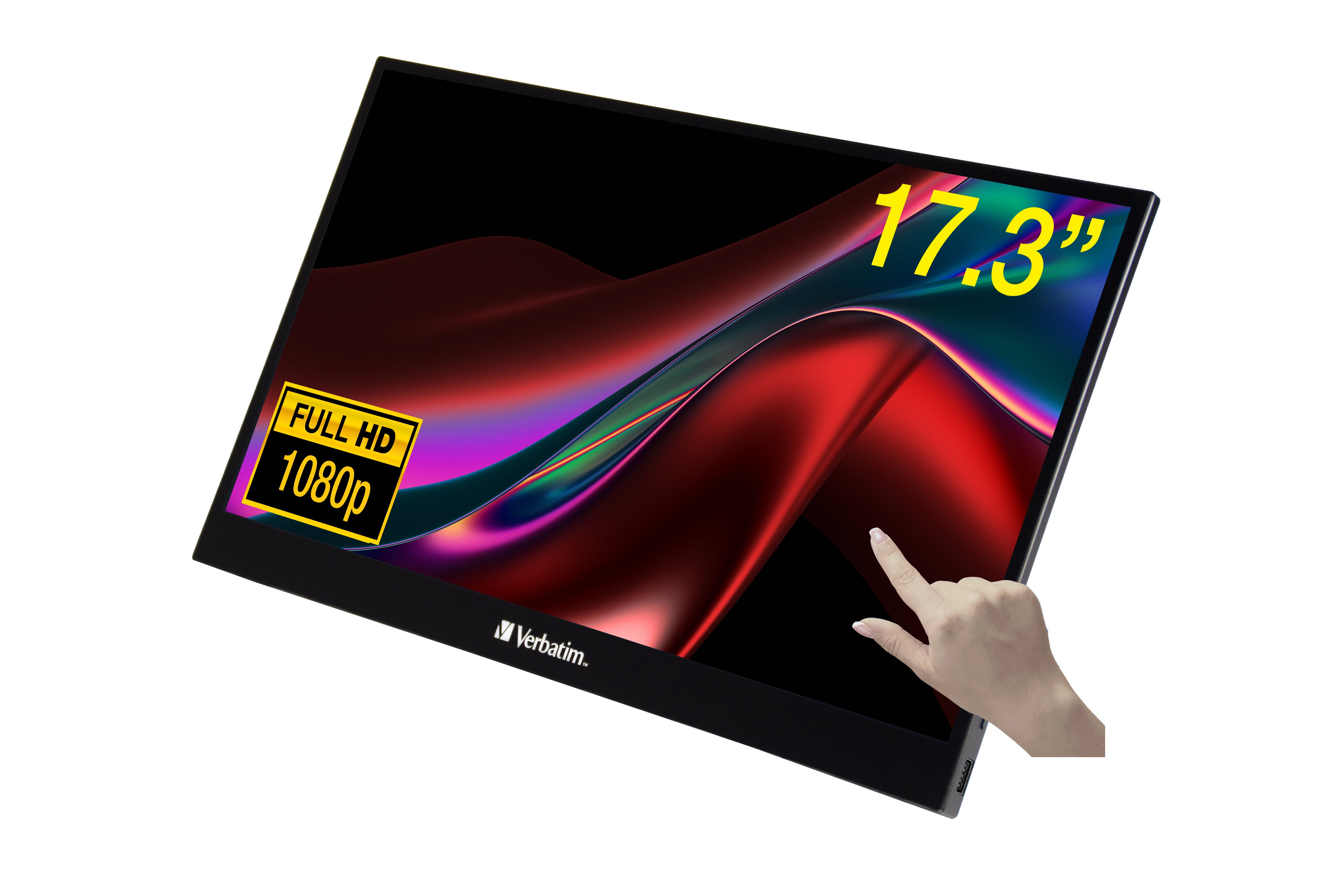 Verbatim Portabler Monitor, 17,3", 1920 × 1080 (Full HD), IPS, Touch, 60 Hz, 300 cd/m², Schwarz
