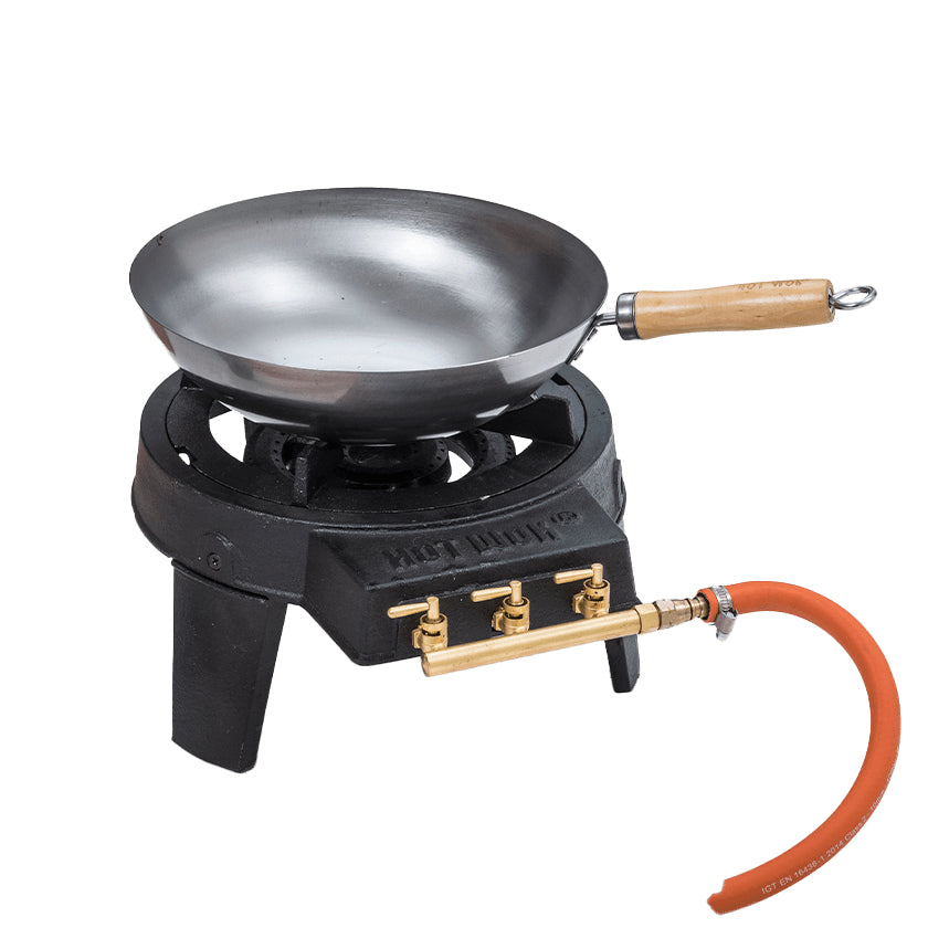 Hot Wok Fonduepfanne HW3730 – Ø 30 cm, Karbonstahl, Teflon, Schwarz/Holz