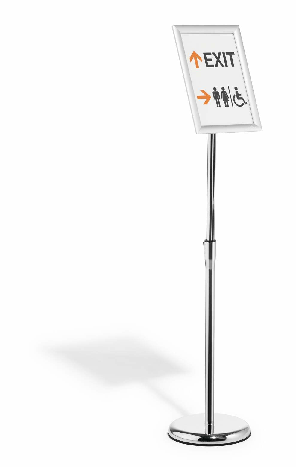 Durable Infoständer – für A4 Hoch-/Querformat, 1 Fach, silber, Metall, 250×250×1205 mm