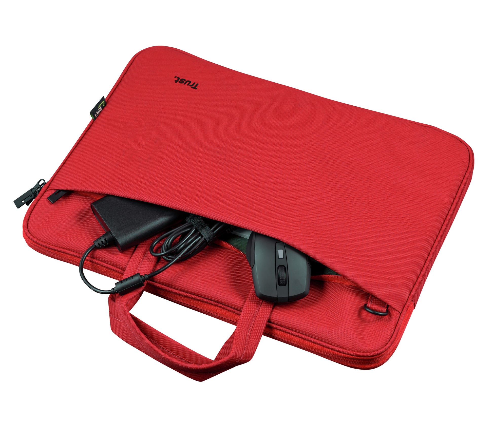 Trust Notebook-Tasche für Notebooks bis 16" – Aus recyceltem PET, Trolley-Band – Rot