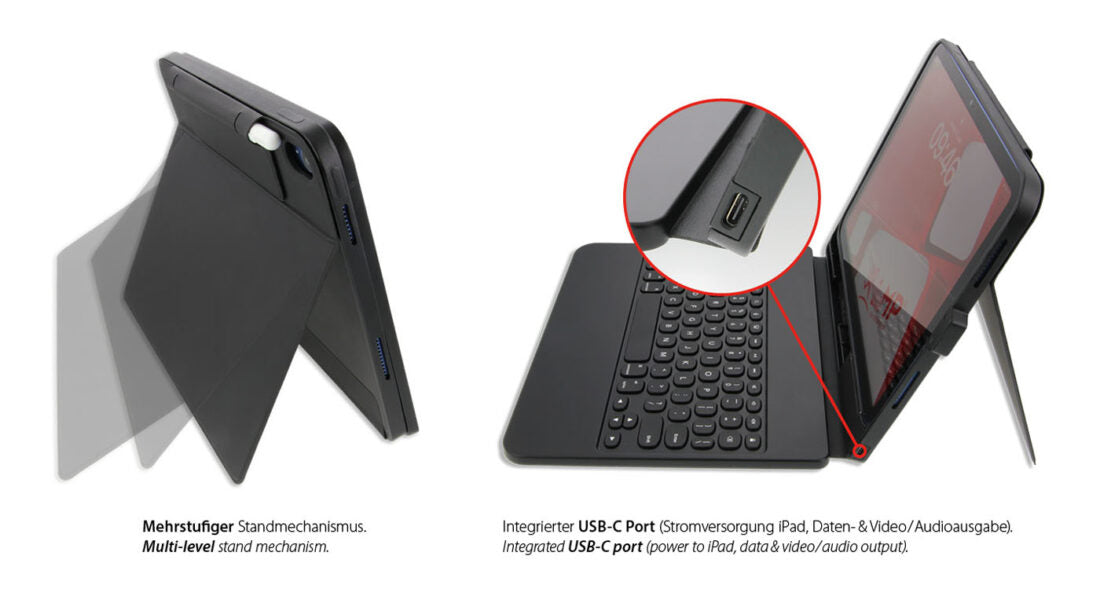 LMP Tastatur-Case für iPad 10,9" (11. Gen.) – USB-C, QWERTZ (CH) – Schwarz