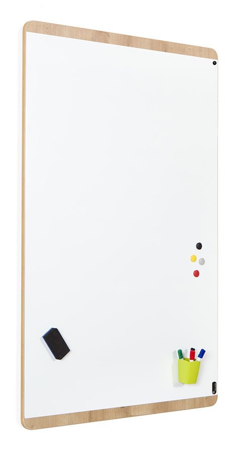 Rocada Whiteboard – 115 × 75 cm, lackierter Stahl, magnetisch, Holzrahmen, Eiche, Wandmontage