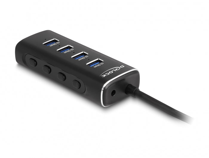 DeLOCK USB-Hub – USB-C, 4× USB-A, 1× USB-C, 10 Gbit/s, für Windows/Mac/ChromeOS