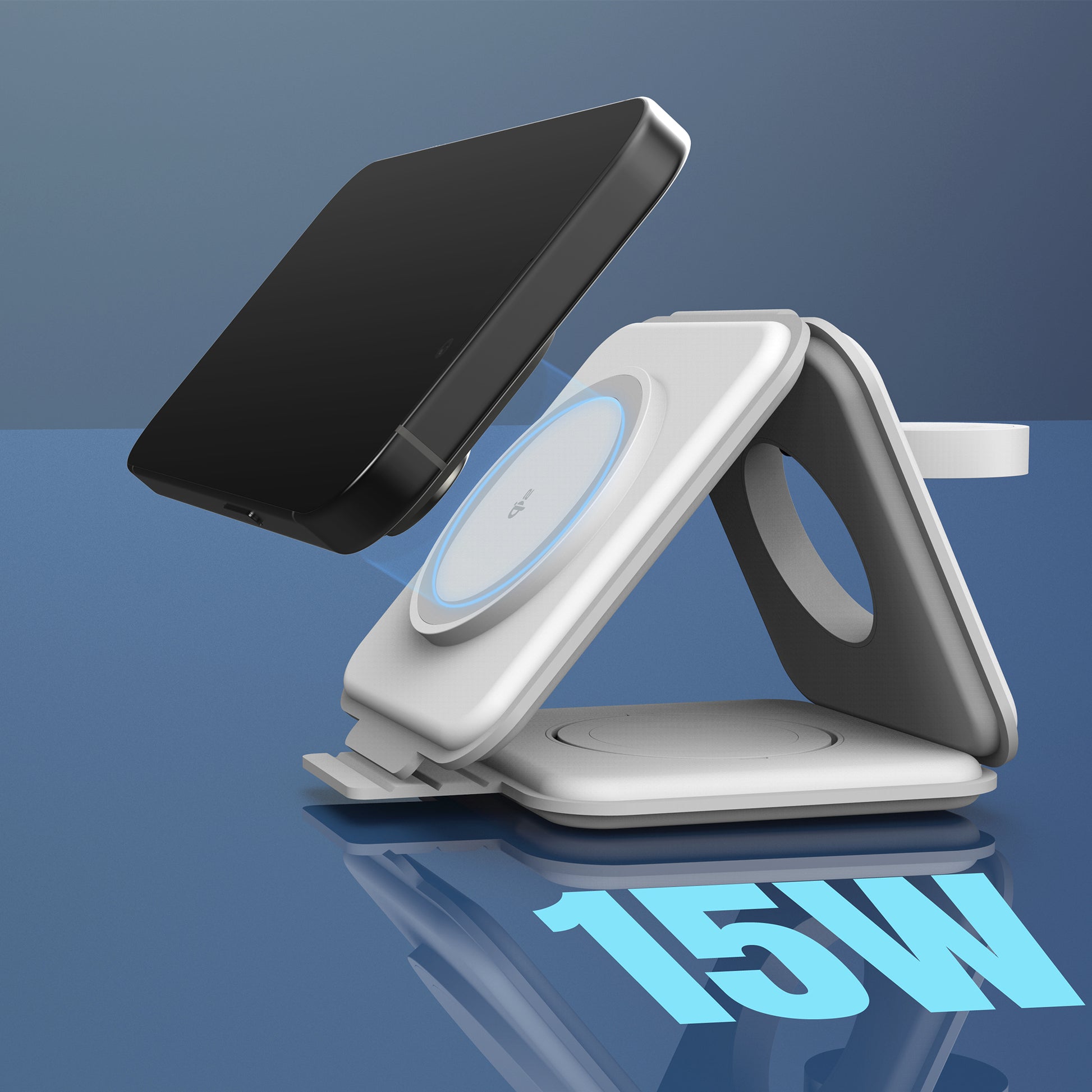 j5create QI2 Ladestation – Qi, magnetisch, kabellos – für Smartphones, Smartwatch, True-Wireless-Kopfhörer