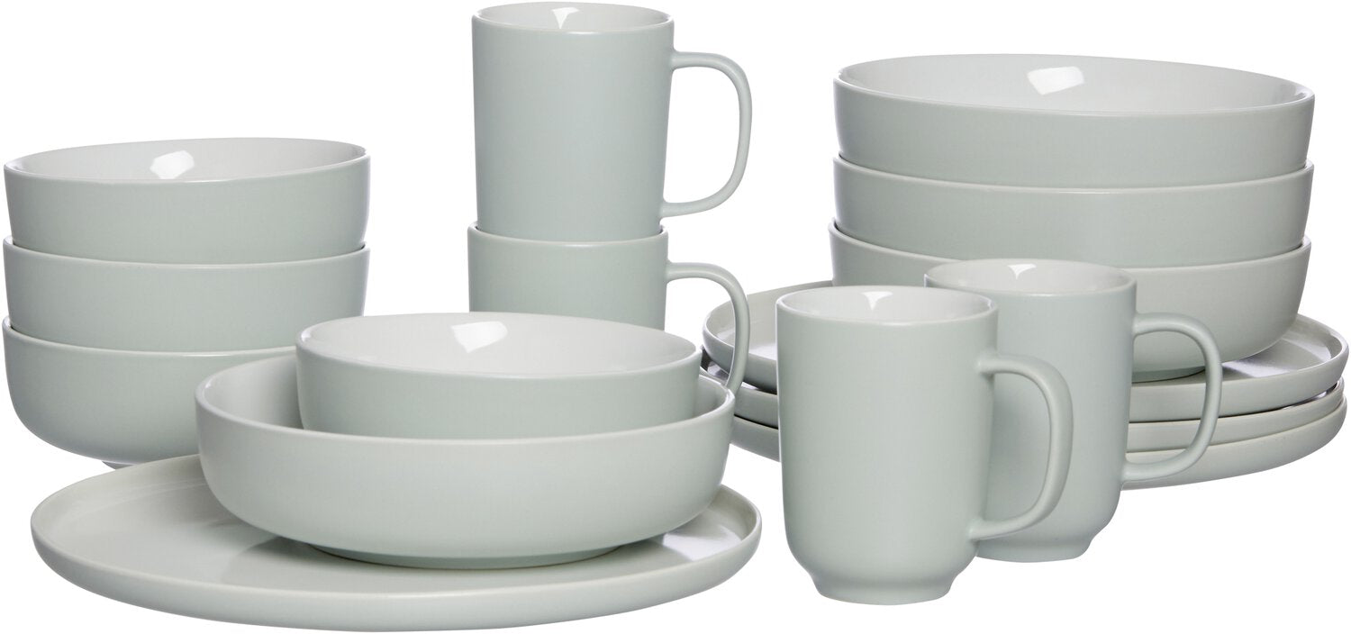Ritzenhoff & Breker Speise-Service Jasper – 16-teiliges Set, Ø 26 cm, Steinzeug, Mint, spülmaschinenfest