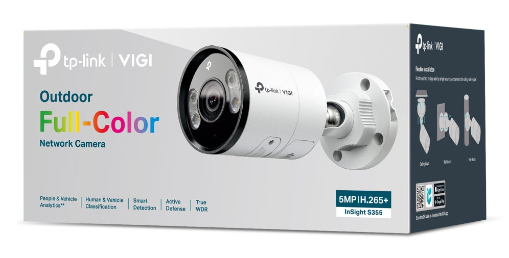 TP-Link VIGI S355 Überwachungskamera – 5 MP, Reichweite 80 m, IP67, Weiss