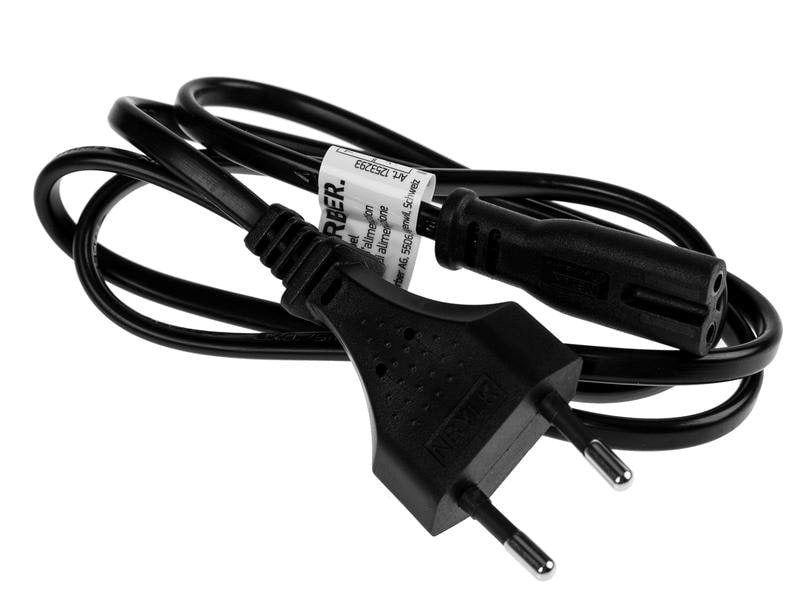 Furber. Netzkabel – T26–IEC C7, 1 m, 230 V/2,5 A, schwarz