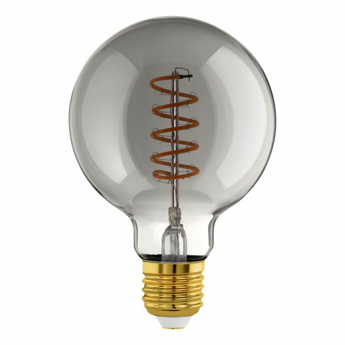 EGLO LED-Leuchtmittel Globe G95 E27 – 4 W dimmbar, 150 lm, 2000 K warmweiss, 360°, smoky
