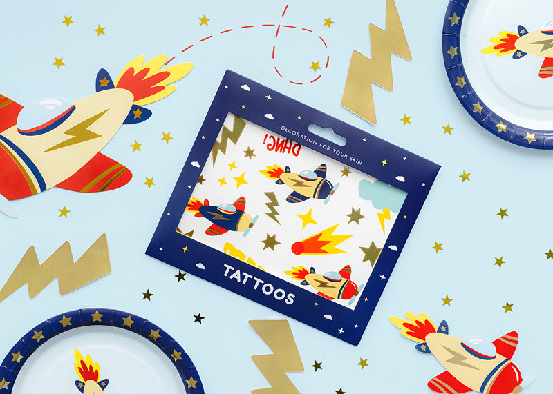 PartyDeco Face-Art Sticker Flugzeug – mehrfarbig – 11 Stk