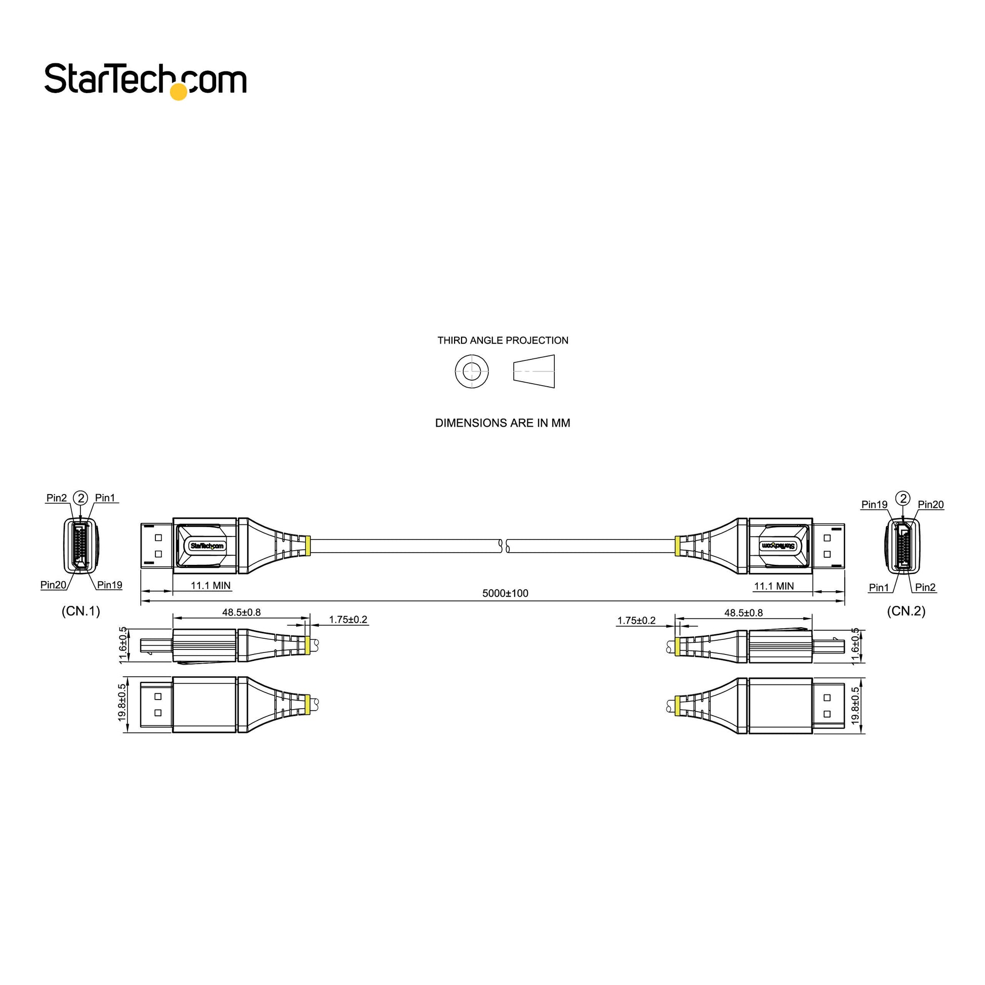 StarTech.com DisplayPort Kabel DP 1.4 8K 60 Hz – 5 m – HDR, verriegelbar – Grau/Schwarz
