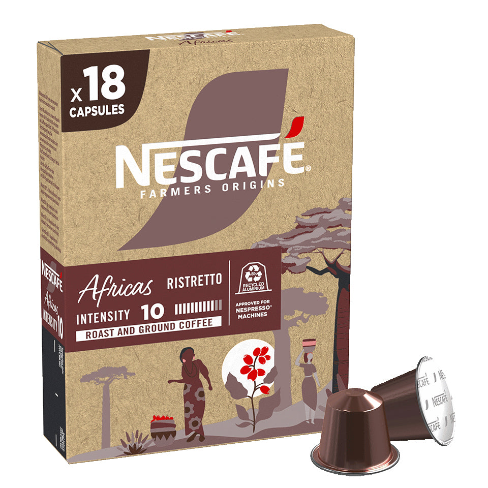Nescafé Farmers Origins Africas – Kapseln für Nespresso – Ristretto, Intensität 10, 18 Kapseln