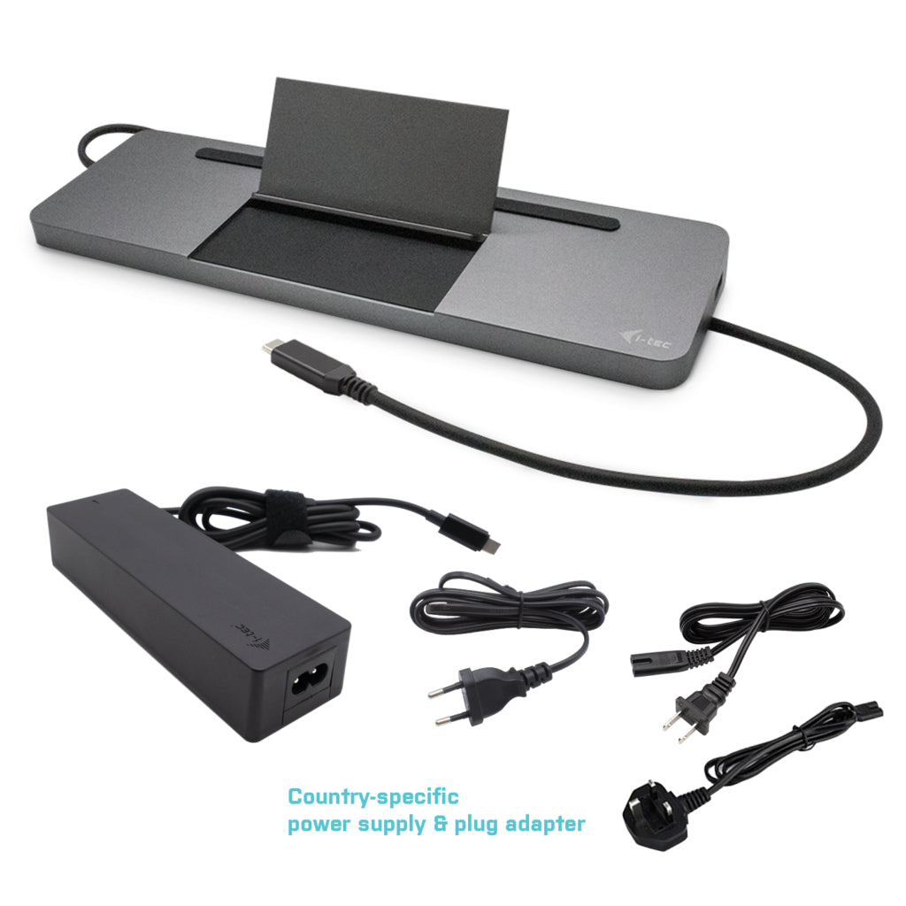 i-tec Dockingstation – USB-C, DP/HDMI/VGA, 4× USB-A, 1× USB-C, 85 W PD, GbE, für Windows/Mac/Linux