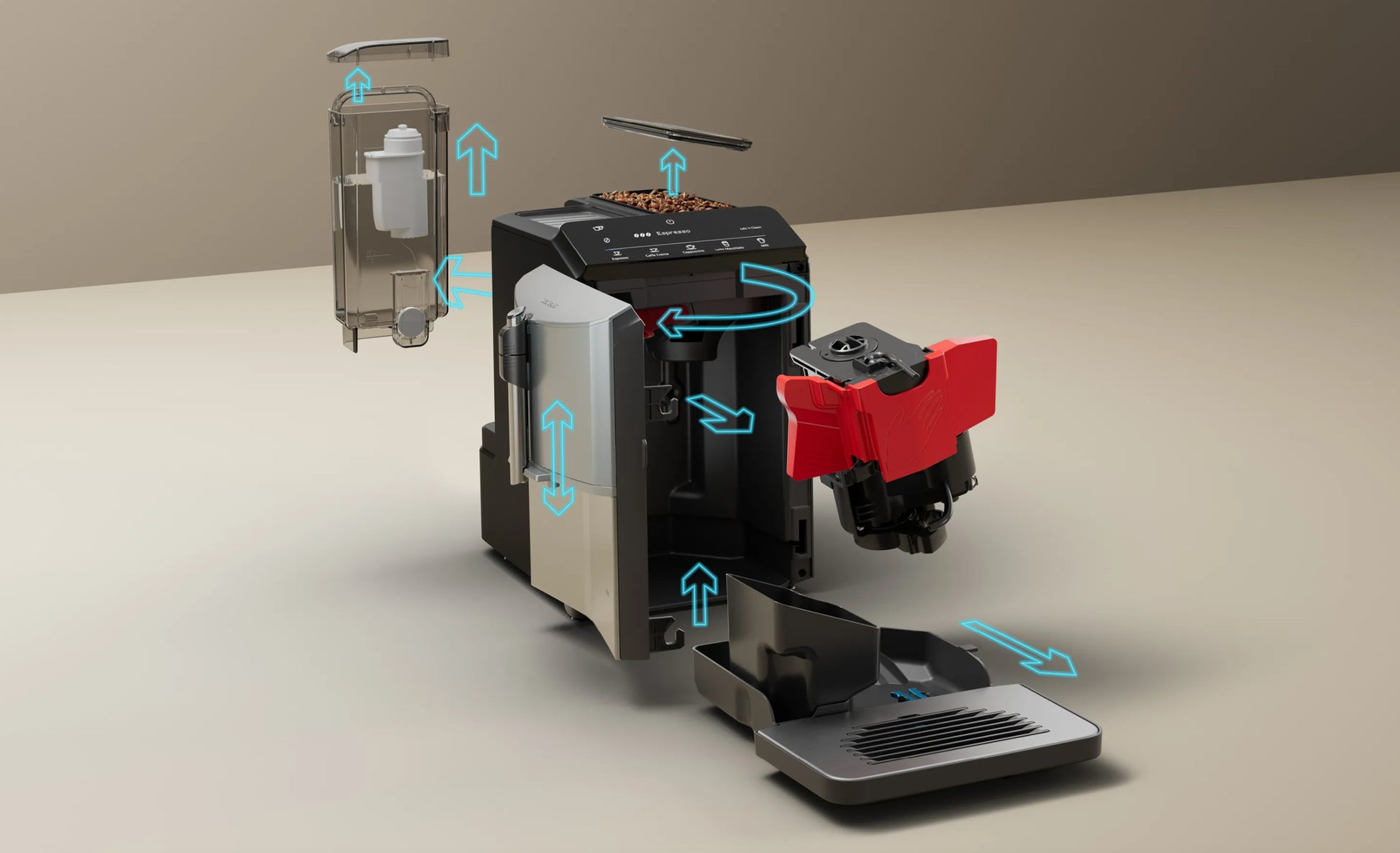 Siemens EQ300 TF303E07 Kaffeevollautomat – 15 bar, 1,4 l, 250 g, Keramik-Mahlwerk, Schwarz