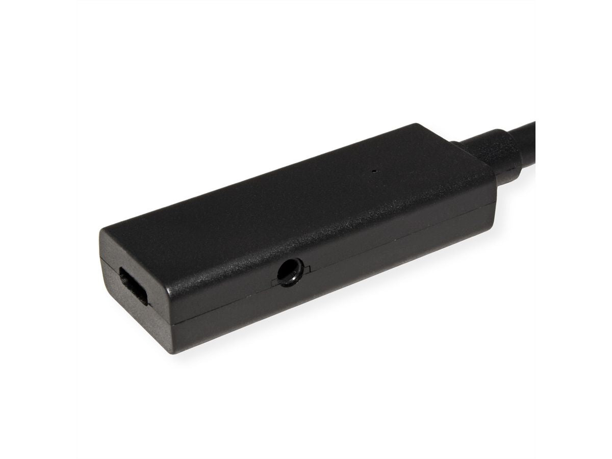 ROLINE USB-C Verlängerungskabel (Stecker auf Buchse) – USB 3.2 Gen 2 (10 Gbit/s) – 5 m – Aktiv – Schwarz
