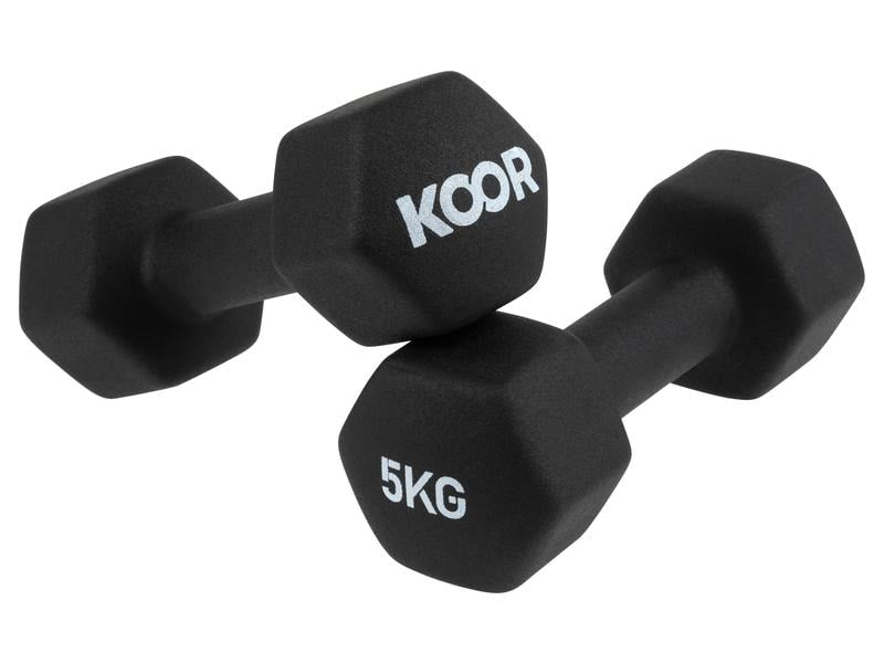KOOR Kurzhantel-Set F00915, 5 kg pro Hantel, Schwarz
