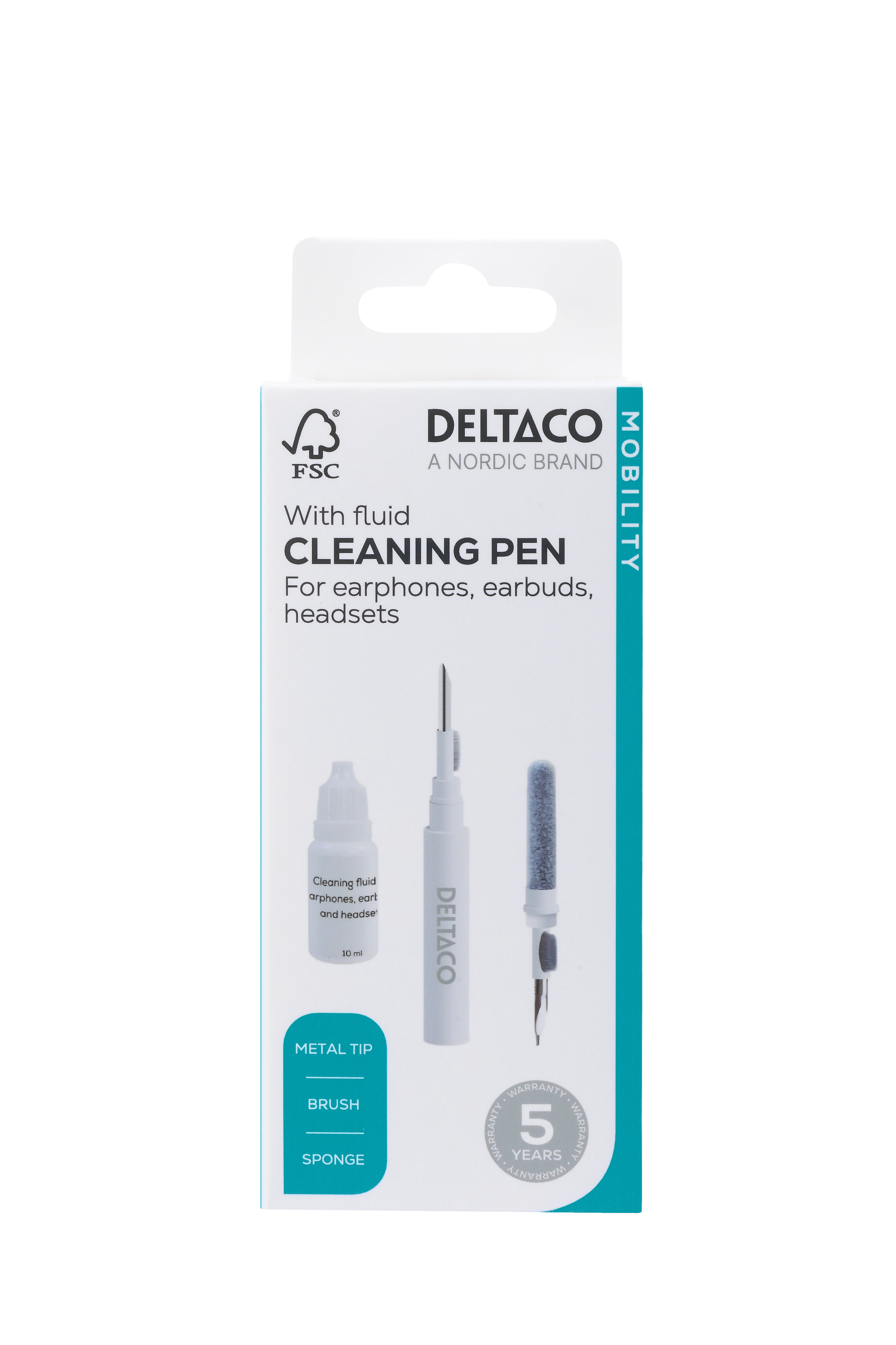 Deltaco CLP-100 – Reinigungs-Set – Metallspitze, Bürste, Schwamm, Reinigungsflüssigkeit