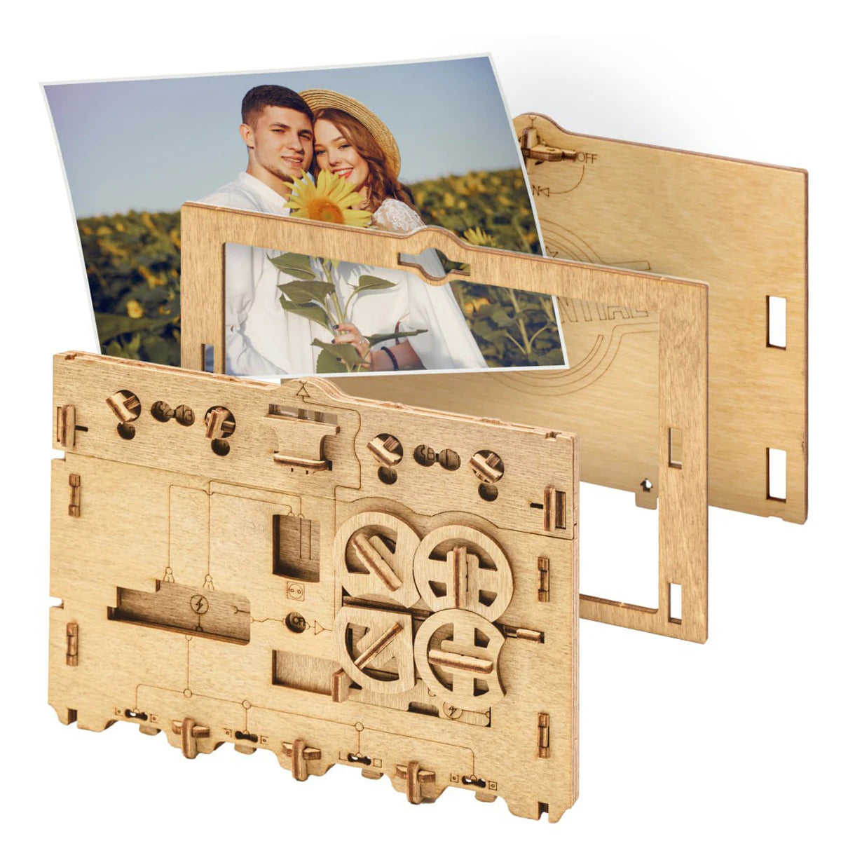 iDventure ClueFrame Bilderrahmen – für 10 × 15 cm – Holz, natur
