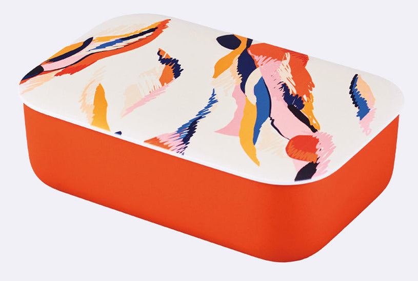 BioLoco Lunchbox, 12 × 17 × 5 cm, Polylactid (PLA)/Silikon, mit Abtrennung, Rot
