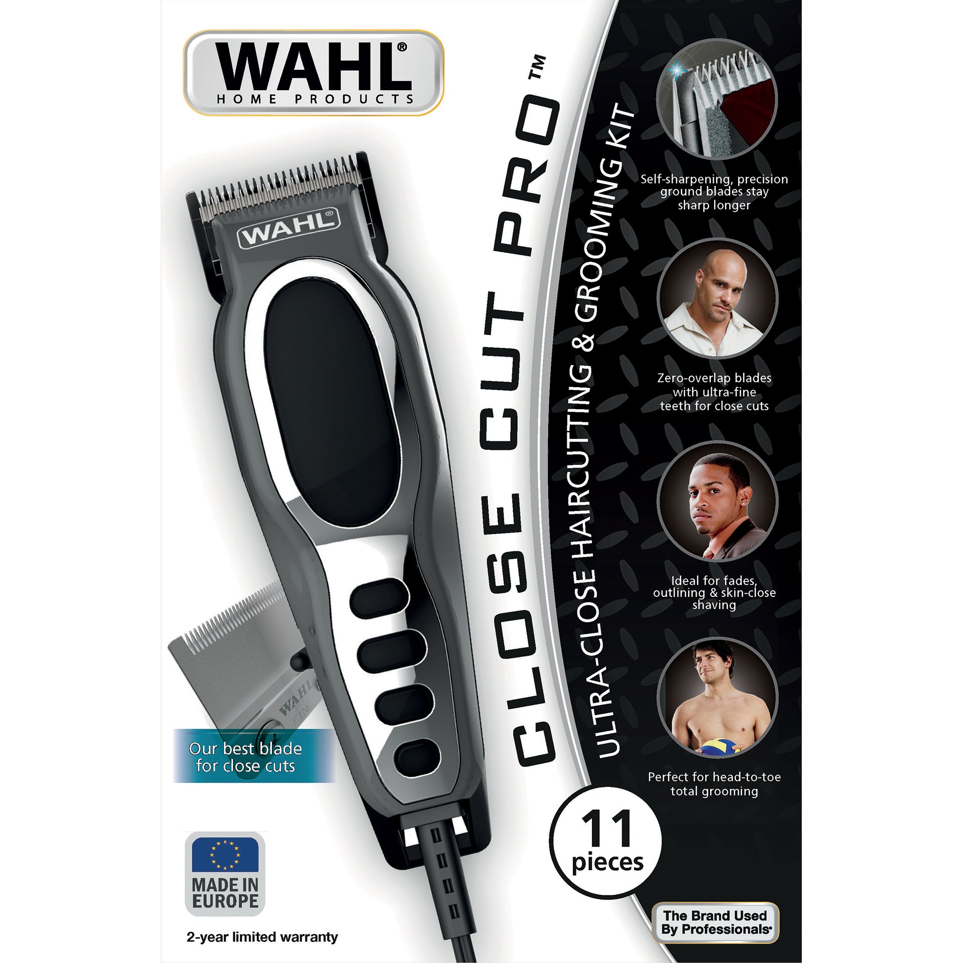 Wahl Haarschneider Close Cut Pro – Netzbetrieb, 0,6–13 mm, 7 Stufen, Grau
