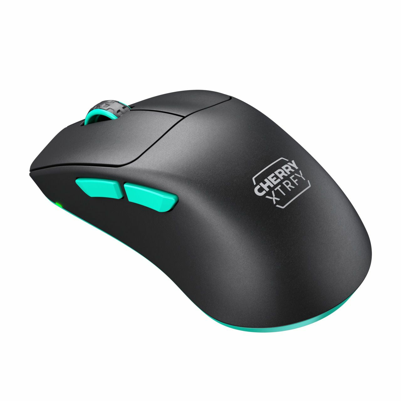 CHERRY XTRFY M64 – Gaming-Maus – Kabellos (2,4 GHz), 26000 DPI, Schwarz, Türkis