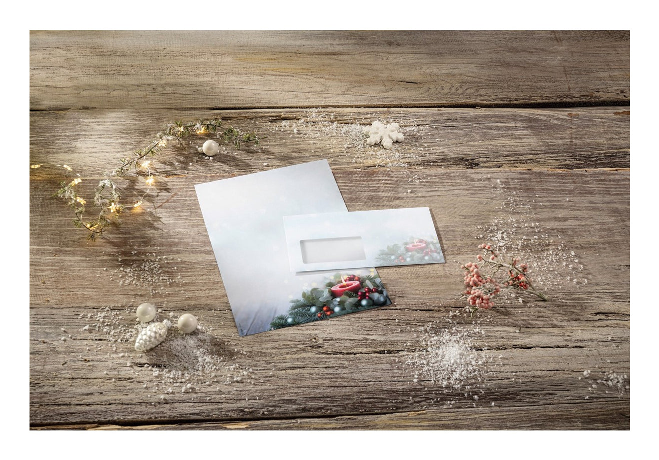 Sigel Motivpapier – A4, 90 g/m², mehrfarbig, Motiv: Candlelight Cheer – für Drucker und Kopierer – 100 Blatt