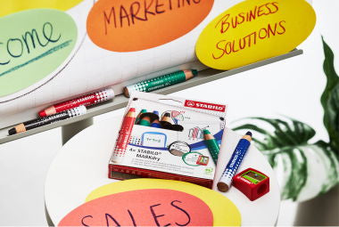 STABILO MARKdry Whiteboard-Marker – 4 Farben, 4 Stück, trocken abwischbar – für Whiteboards
