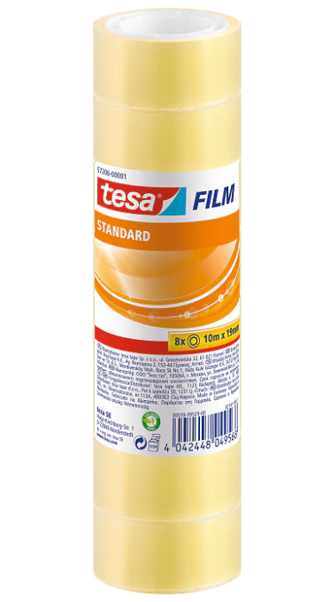 tesafilm Klebefilm klar – 19 mm × 10 m, transparent, PP, UV-beständig, 8 Stück