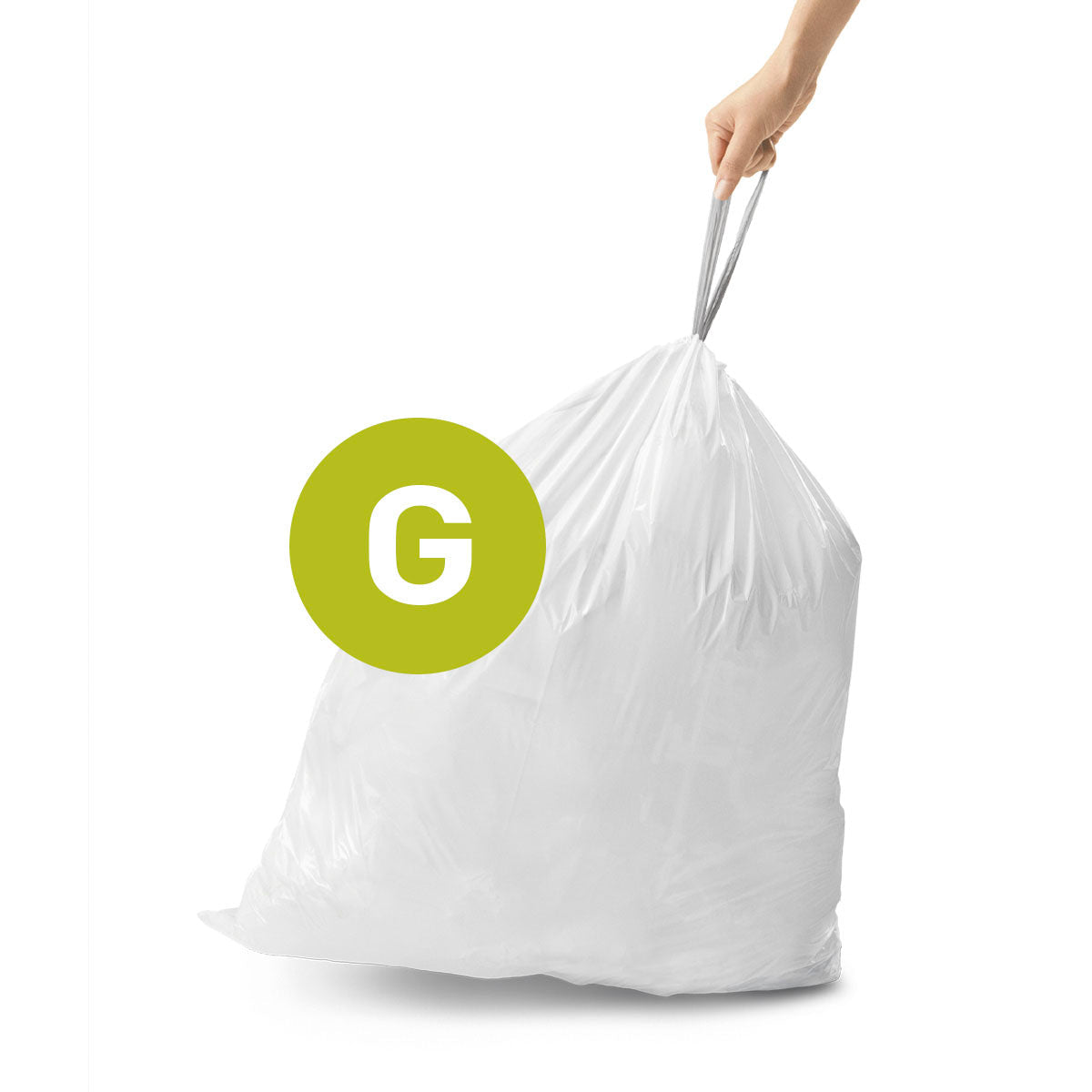 simplehuman Kehrichtsack für Code G – 30 l, mit Zugband, PE, Weiss, 708 × 444 mm, 100 Stk
