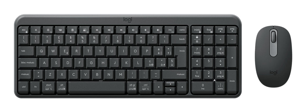 Logitech MK250 – Tastatur-Maus-Set – Membran – Bluetooth & 2,4 GHz – QWERTY (IT) – Graphit