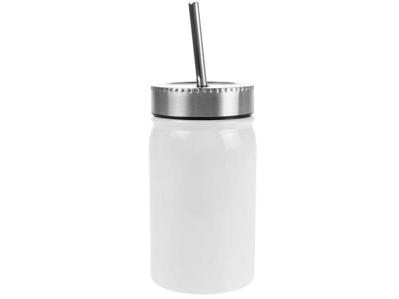 FTM Mason Jar Isolierflasche 500 ml – Doppelwandig, Edelstahl, Weiss