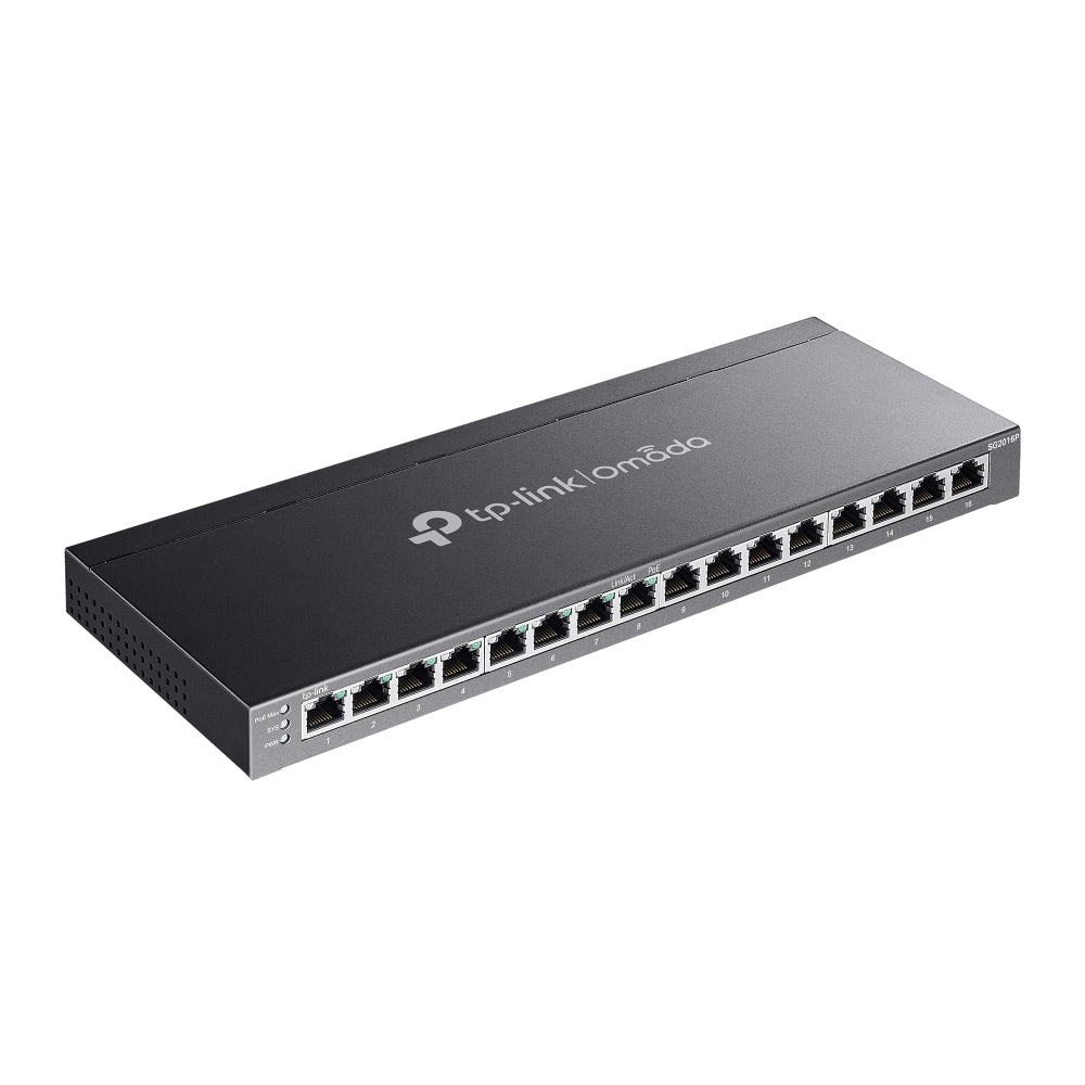 TP-Link SG2016P – Managed Switch – 16×GbE, L2/L2+, PoE+ 120 W, 19" Rack