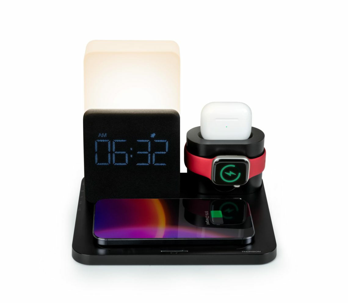 Thomson CL800I Ladepad – Qi – 10 W – für Smartphone/Apple Watch/kabellose Kopfhörer – Schwarz
