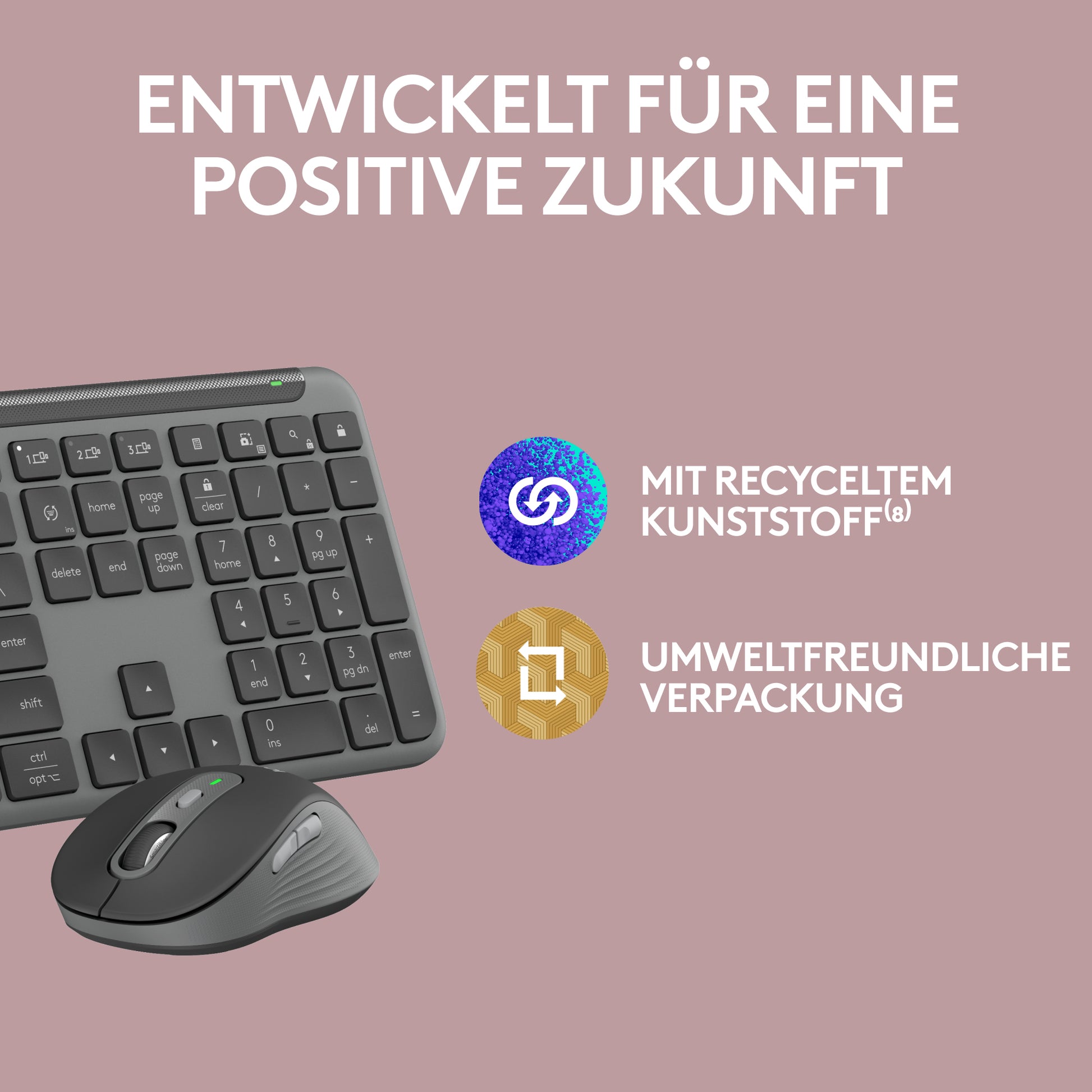 Logitech Desktop MK950 – Tastatur, für Logi Bolt USB-Empfänger, graphit