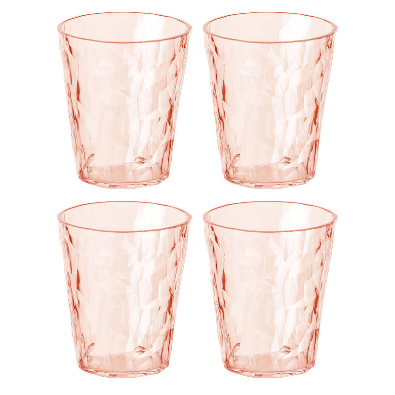 Koziol Trinkgläser Club No. 1 – 4er Set, 250 ml, Ø 8,2 cm, Kunststoff, Rosa, spülmaschinenfest