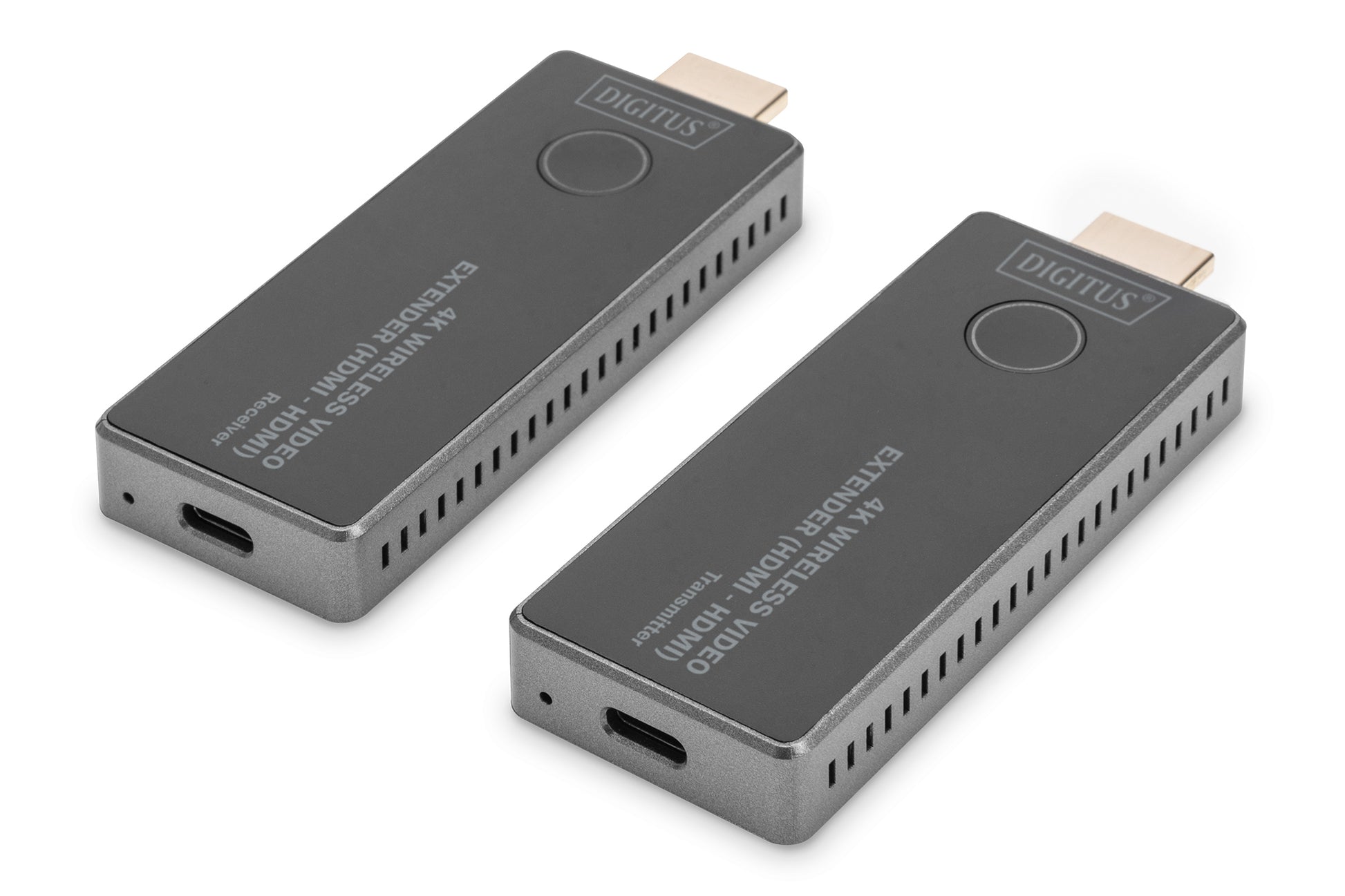 Digitus HDMI-Extender-Set – 4K UHD, kabellos, HDMI 2.0, 30 m – Schwarz/Silber, 2er-Set