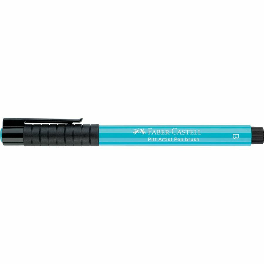 Faber-Castell Pitt Artist Pen Brush Pinselstift – 2,5 mm, pigmentiert, wasserfest, hellkobalttürkis