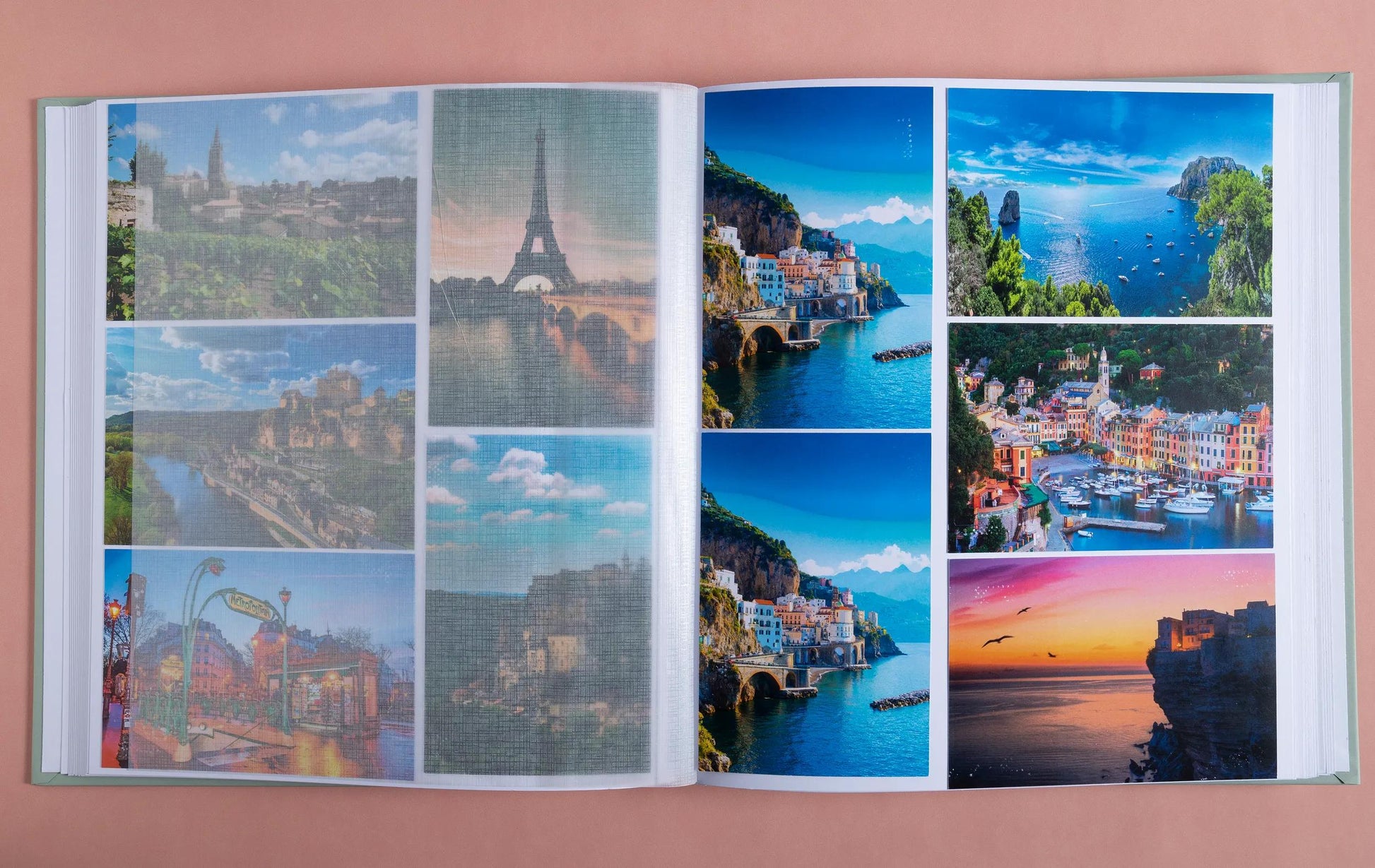 Exacompta Fotobuch, gebunden, 60 Seiten, weiss, 29 × 32 cm, grün, für 300 Fotos 10 × 15 cm, mit Pergamin